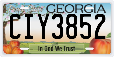 GA license plate CIY3852