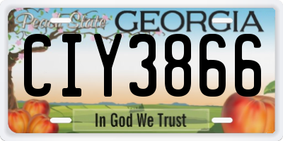 GA license plate CIY3866