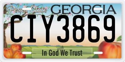 GA license plate CIY3869