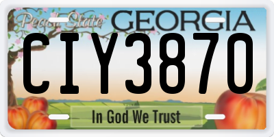 GA license plate CIY3870