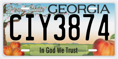 GA license plate CIY3874