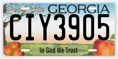 GA license plate CIY3905