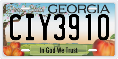 GA license plate CIY3910