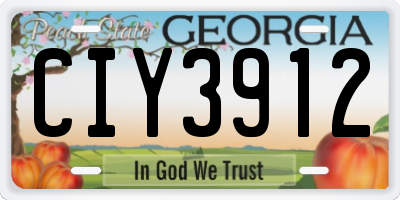 GA license plate CIY3912