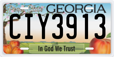 GA license plate CIY3913