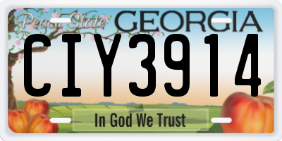 GA license plate CIY3914