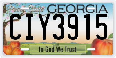 GA license plate CIY3915