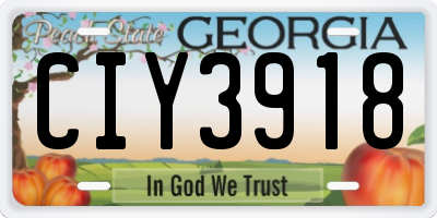 GA license plate CIY3918