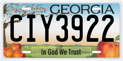 GA license plate CIY3922