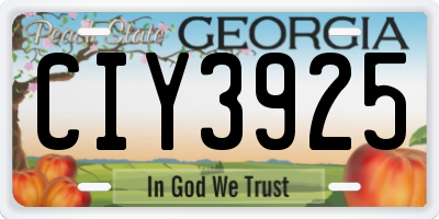 GA license plate CIY3925