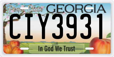 GA license plate CIY3931