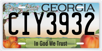 GA license plate CIY3932