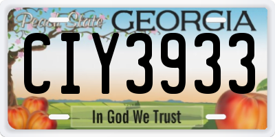 GA license plate CIY3933