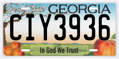GA license plate CIY3936