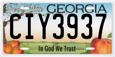 GA license plate CIY3937