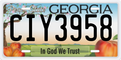 GA license plate CIY3958