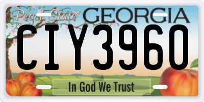 GA license plate CIY3960