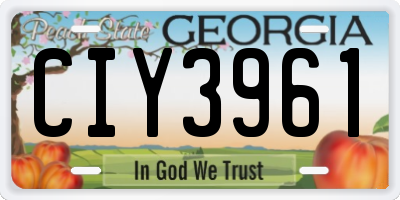 GA license plate CIY3961