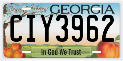 GA license plate CIY3962
