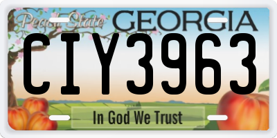 GA license plate CIY3963