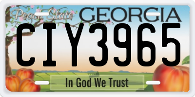 GA license plate CIY3965