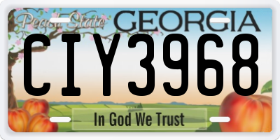 GA license plate CIY3968