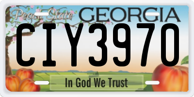 GA license plate CIY3970