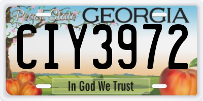 GA license plate CIY3972