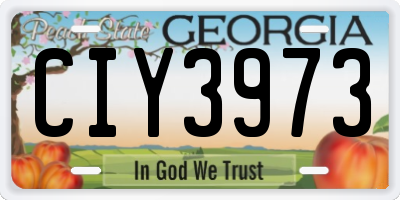 GA license plate CIY3973