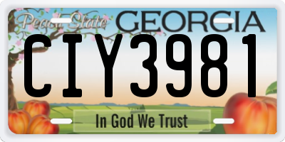 GA license plate CIY3981