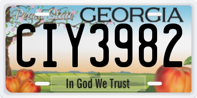 GA license plate CIY3982