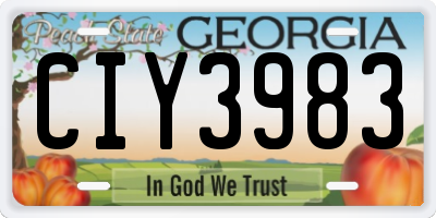 GA license plate CIY3983
