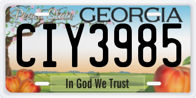 GA license plate CIY3985