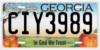 GA license plate CIY3989