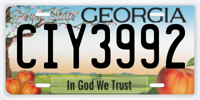GA license plate CIY3992
