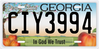 GA license plate CIY3994