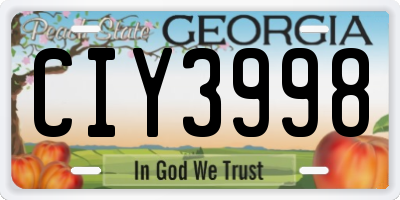 GA license plate CIY3998