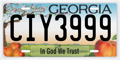 GA license plate CIY3999