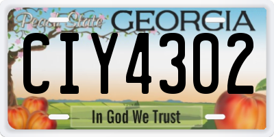 GA license plate CIY4302