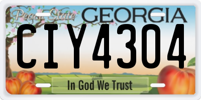 GA license plate CIY4304