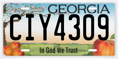 GA license plate CIY4309