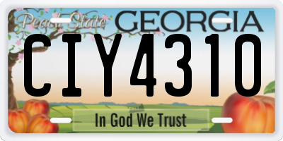 GA license plate CIY4310