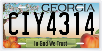 GA license plate CIY4314