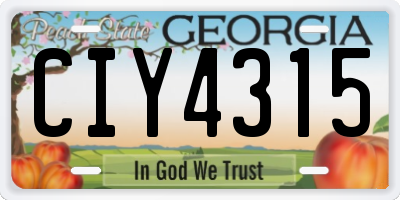 GA license plate CIY4315