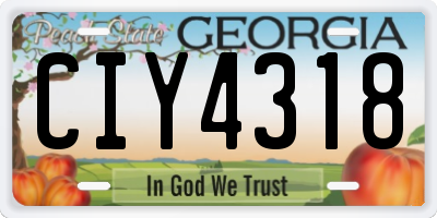 GA license plate CIY4318