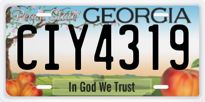 GA license plate CIY4319