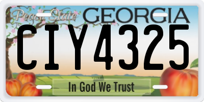 GA license plate CIY4325