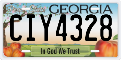 GA license plate CIY4328