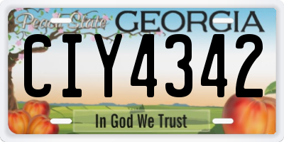 GA license plate CIY4342
