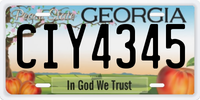GA license plate CIY4345